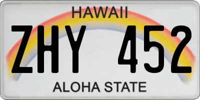 HI license plate ZHY452
