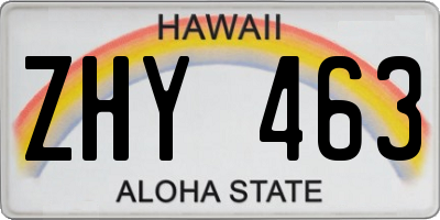 HI license plate ZHY463