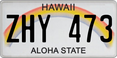 HI license plate ZHY473