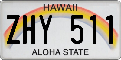 HI license plate ZHY511