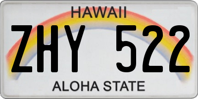 HI license plate ZHY522