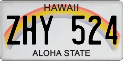 HI license plate ZHY524