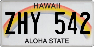 HI license plate ZHY542