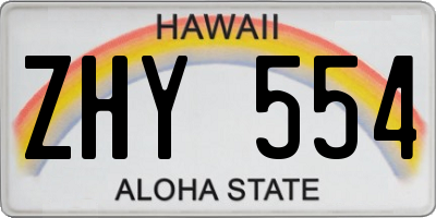 HI license plate ZHY554