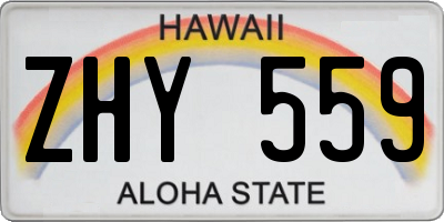 HI license plate ZHY559