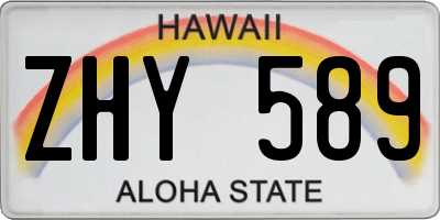 HI license plate ZHY589