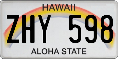 HI license plate ZHY598
