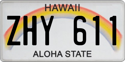 HI license plate ZHY611