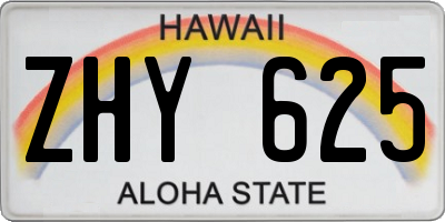 HI license plate ZHY625