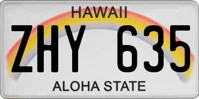 HI license plate ZHY635