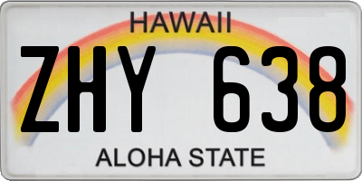 HI license plate ZHY638