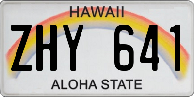 HI license plate ZHY641