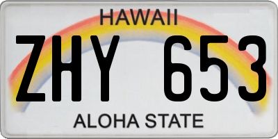 HI license plate ZHY653