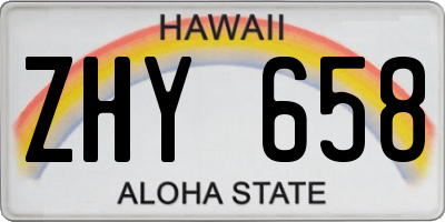 HI license plate ZHY658