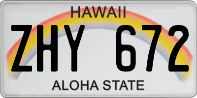 HI license plate ZHY672