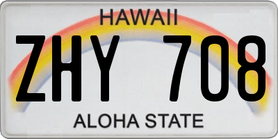 HI license plate ZHY708