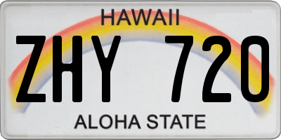 HI license plate ZHY720