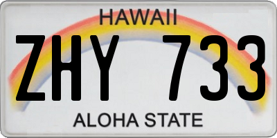 HI license plate ZHY733