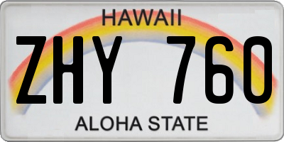 HI license plate ZHY760