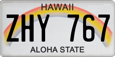 HI license plate ZHY767