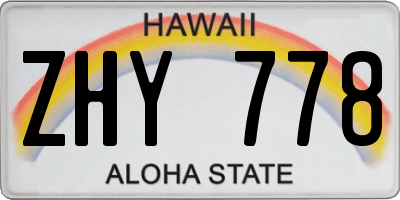 HI license plate ZHY778