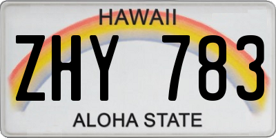 HI license plate ZHY783