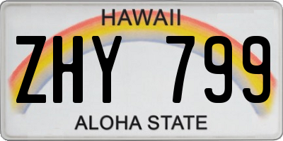 HI license plate ZHY799