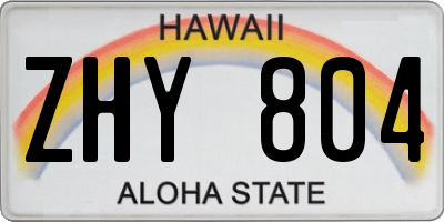 HI license plate ZHY804