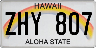 HI license plate ZHY807