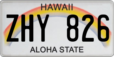 HI license plate ZHY826