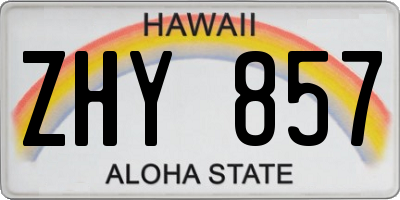 HI license plate ZHY857