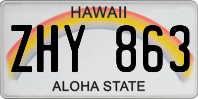HI license plate ZHY863