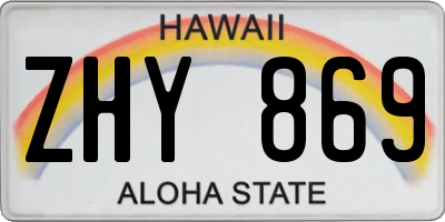 HI license plate ZHY869