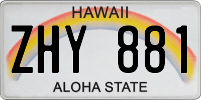HI license plate ZHY881