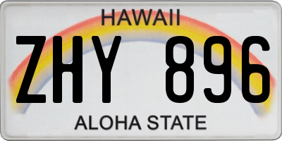 HI license plate ZHY896