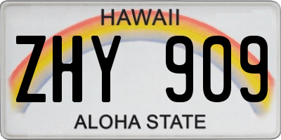 HI license plate ZHY909
