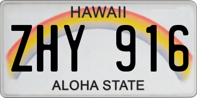 HI license plate ZHY916