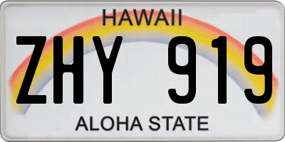 HI license plate ZHY919