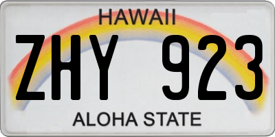 HI license plate ZHY923