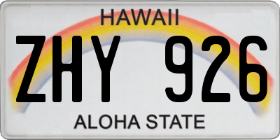HI license plate ZHY926