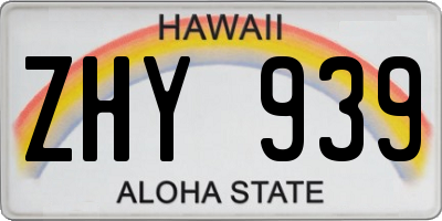 HI license plate ZHY939