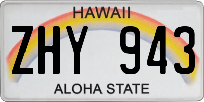 HI license plate ZHY943