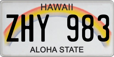 HI license plate ZHY983