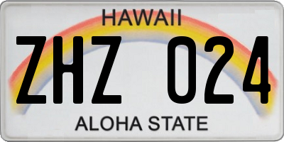 HI license plate ZHZ024