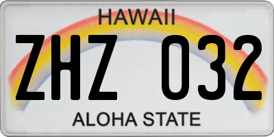 HI license plate ZHZ032