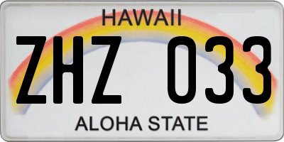 HI license plate ZHZ033