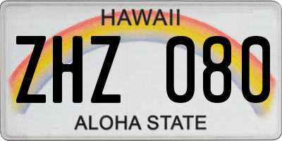 HI license plate ZHZ080