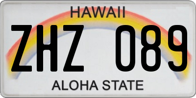 HI license plate ZHZ089