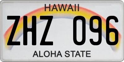HI license plate ZHZ096