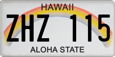 HI license plate ZHZ115
